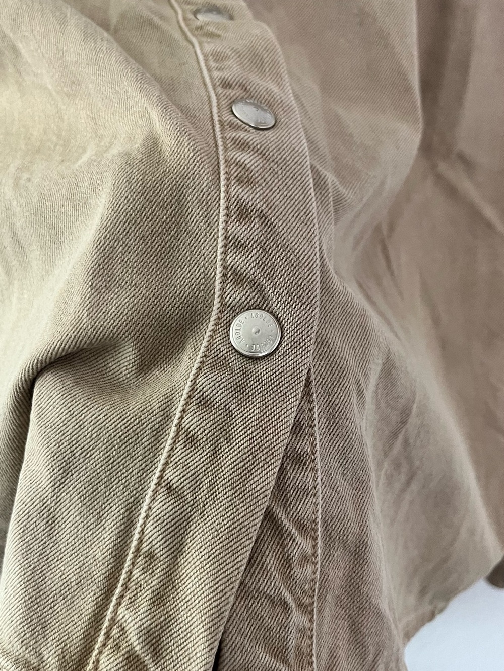 AGOLDE Aiden High Low Button Up Shirt Cotton Oversized Root Beer Tan Size XS - Picture 7 of 10